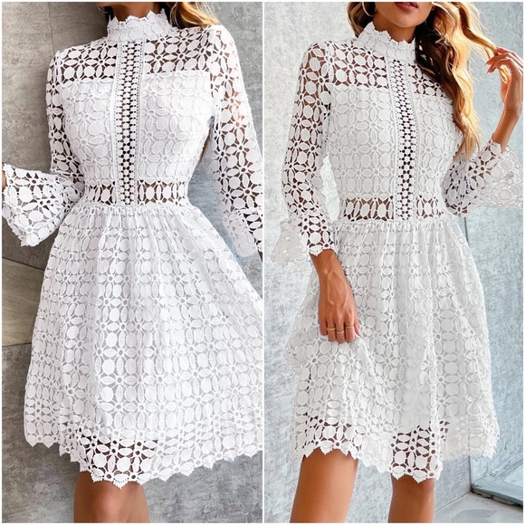 Luxurious Ruffle Sleeve Lace Party Holiday Evening Dress - Picture 14 of 15